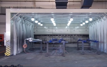 Pumpless water curtain type spray paint booth